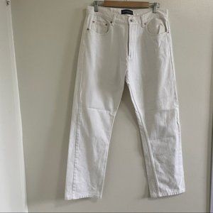club monaco women's white denim high rise straight leg jeans size 14